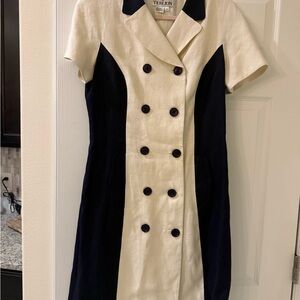 Ricki Freeman for Teri Jon Vintage Black and Cream Double-Breasted Dress